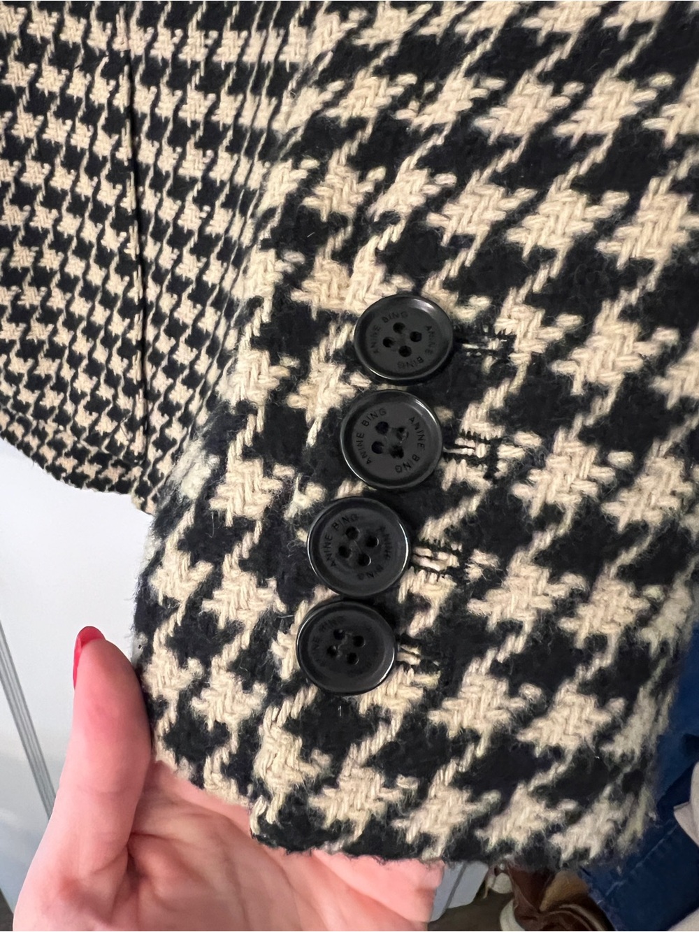 Anine Bing Oversized Kaia Blazer Jacket - size M - Black & Cream - Picture 8 of 9